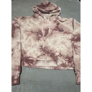 Vans Rise And Smile Tie Dyed Cropped Hoodie Sweatshirt Medium Mesa Rose Pink